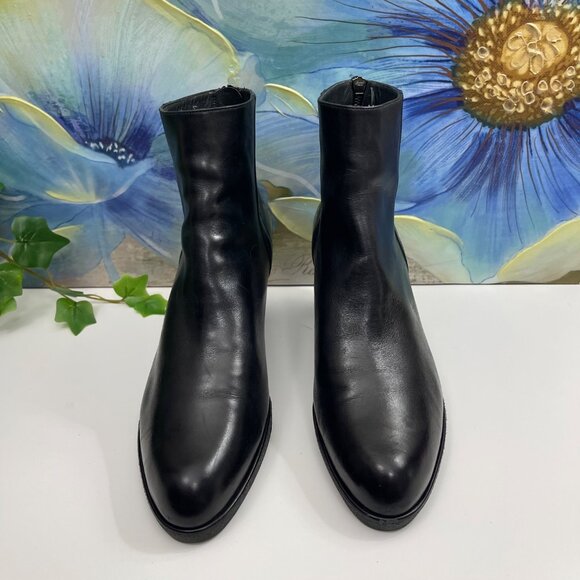 Stuart Weitzman Back Zipper Leather Ankle Boots Black  Size 10 - Picture 5 of 15